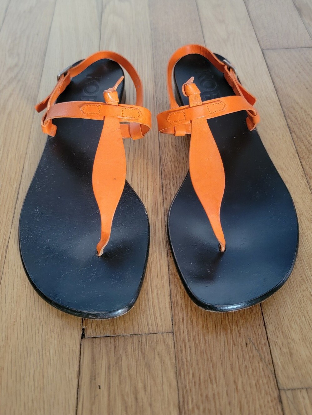 Michael Kors orange leather thong sandals